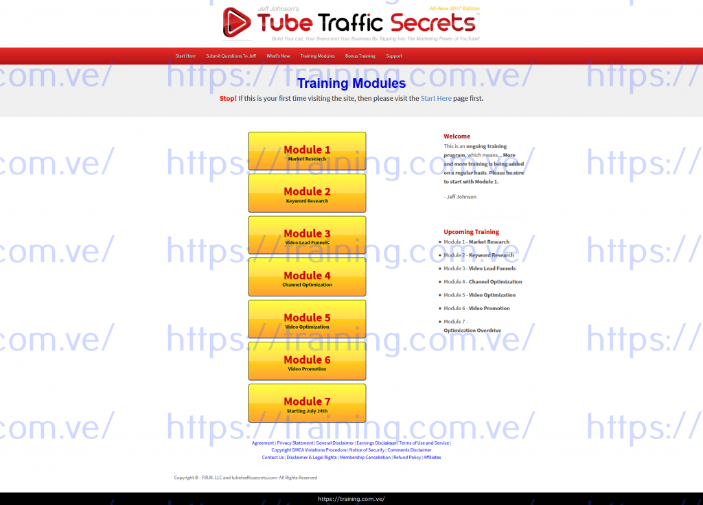 #303 - 'Training Modules — Tube Traffic Secrets' - tubetrafficsecrets_com_tts3_member-home Tube Traffic Secrets 3 by Jeff Johnson Course