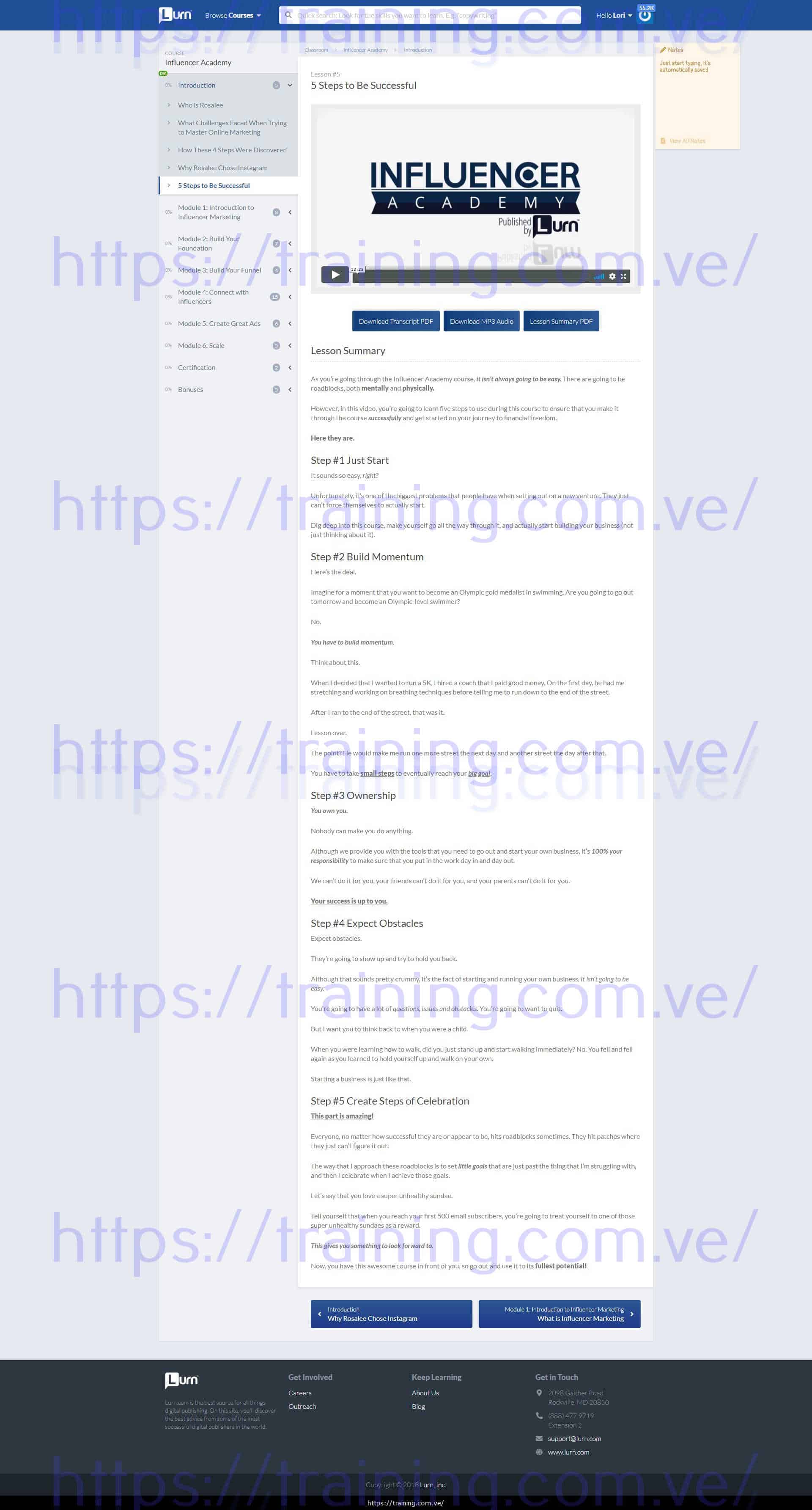 #5913 - '5 Steps to Be Successful - Introduction - Influencer Ac___' - lurn_com_classroom_influencer-academy-1_introduction_5-steps-to-be-successful Influencer Academy by Anik Singal and Rosalee Maquinay Download