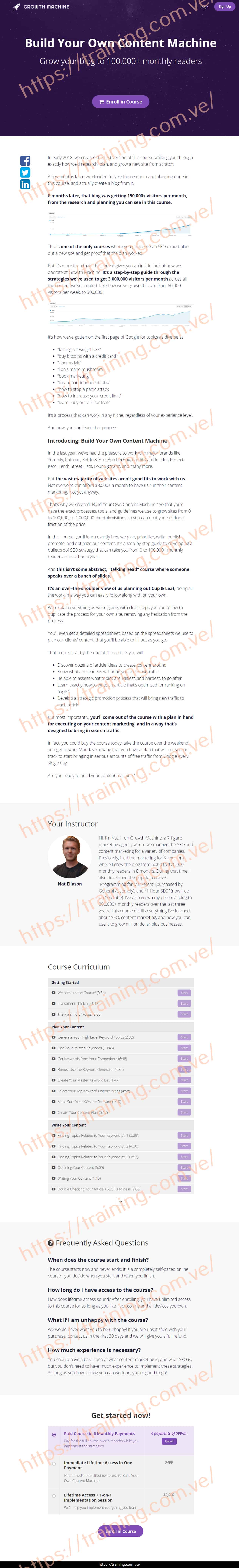 Build Your Own Content Machine by Nat Eliason sale page Build Your Own Content Machine by Nat Eliason Sales Page