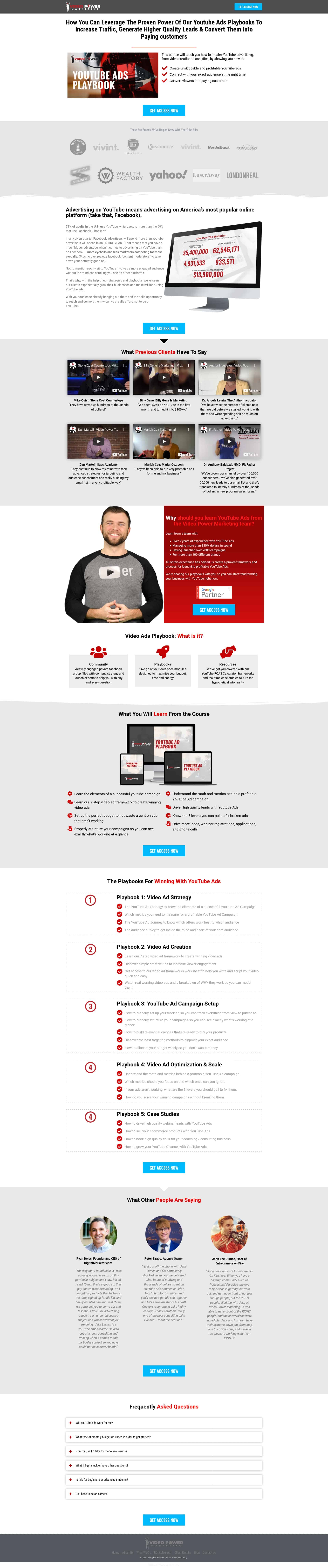 YouTube Ads PlayBook by Jake Larsen Sales Page