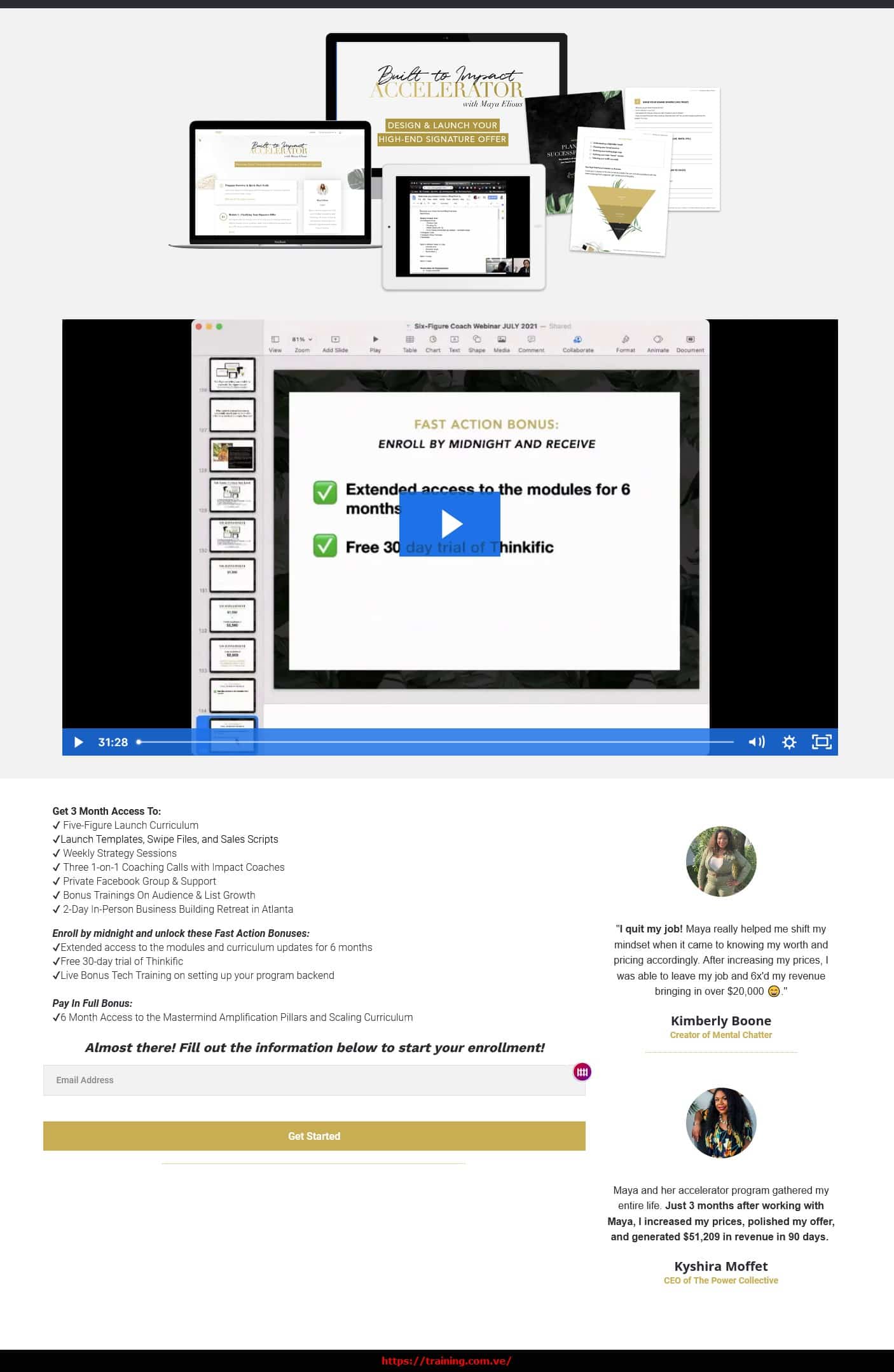 Built To Impact Accelerator by Maya Elious Sales Page