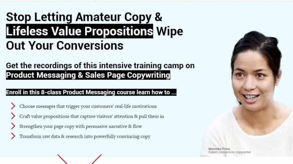 Product Messaging & Sales Page Copywriting by Conversionxl and Momoko Price
