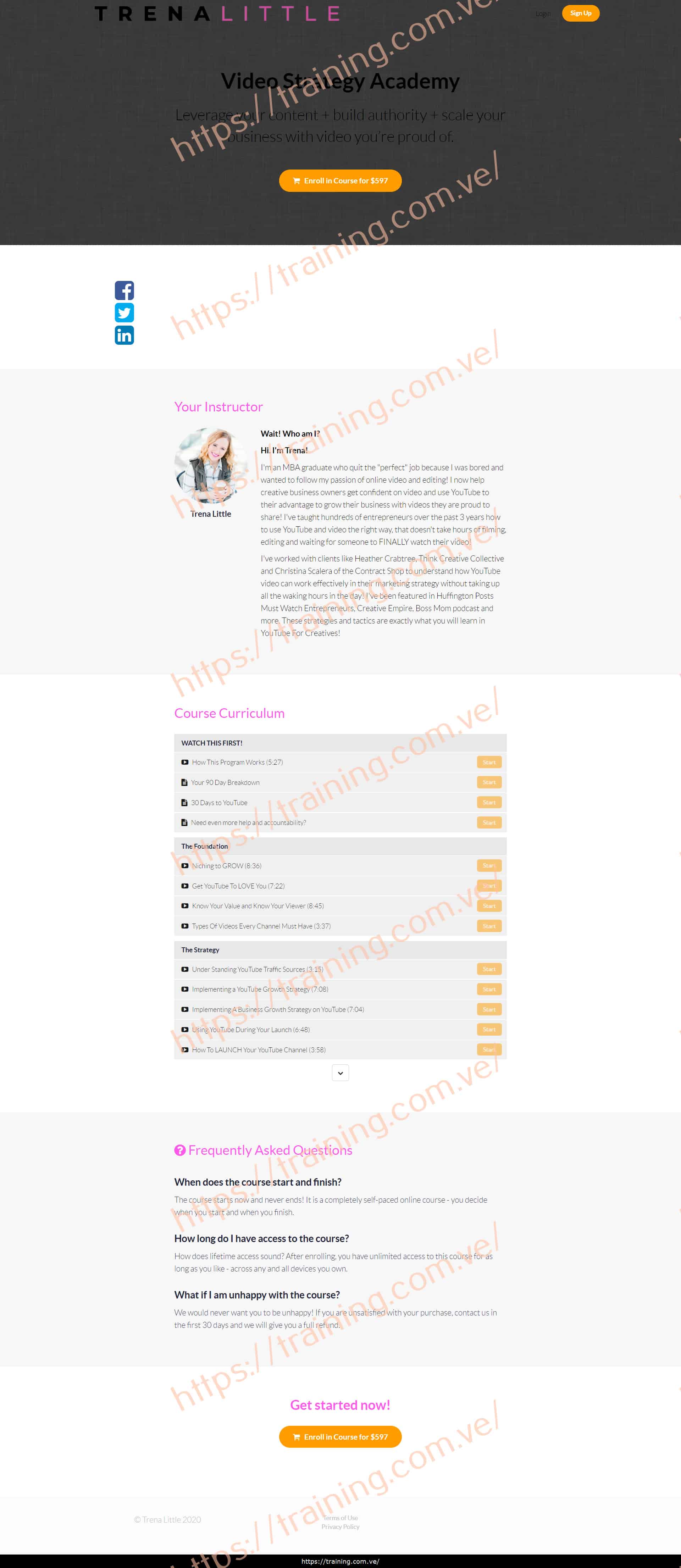 Video Strategy Academy by Trena Little Sales Page