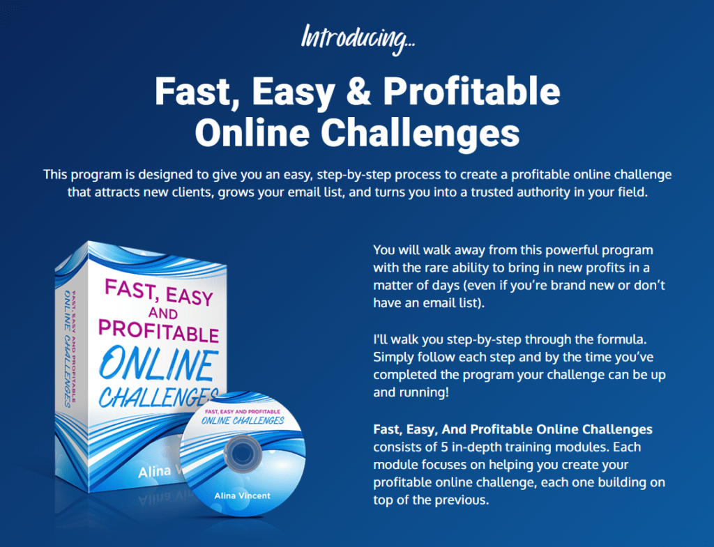 Fast, Easy and Profitable Online Challenges by Alina Vincent