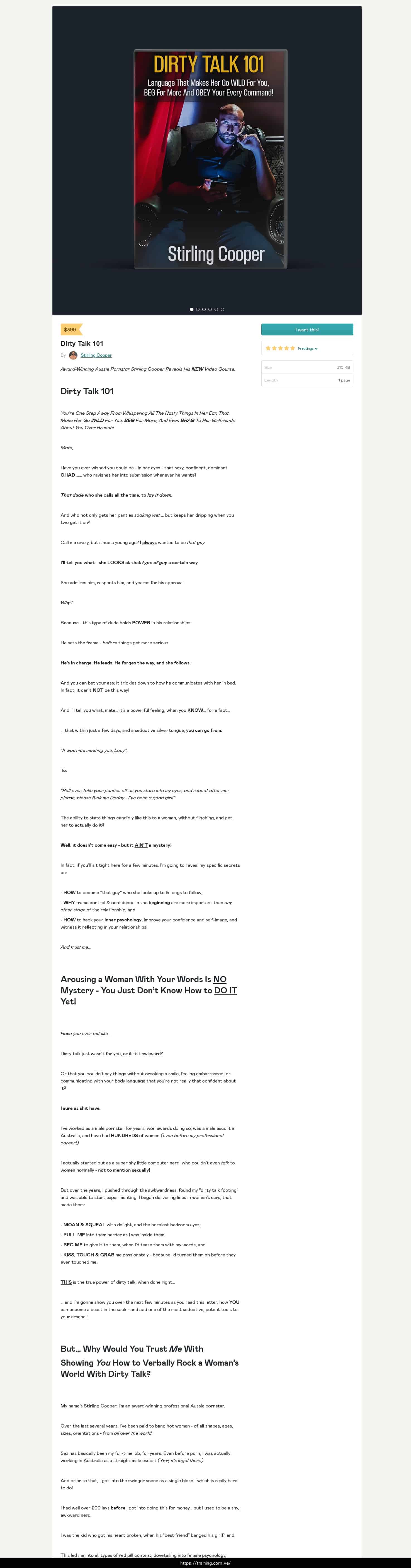 Dirty Talk 101 by Stirling Cooper Sales Page