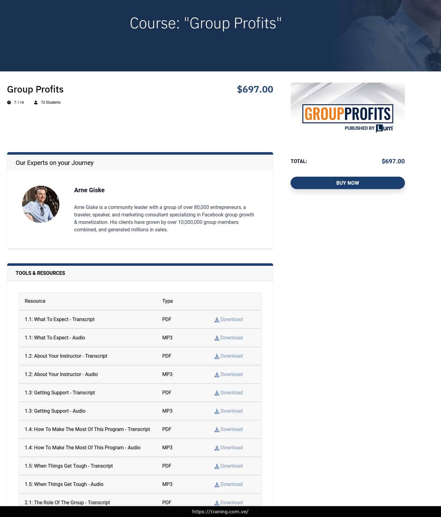Group Profits by Arne Giske Lurn Sales Page