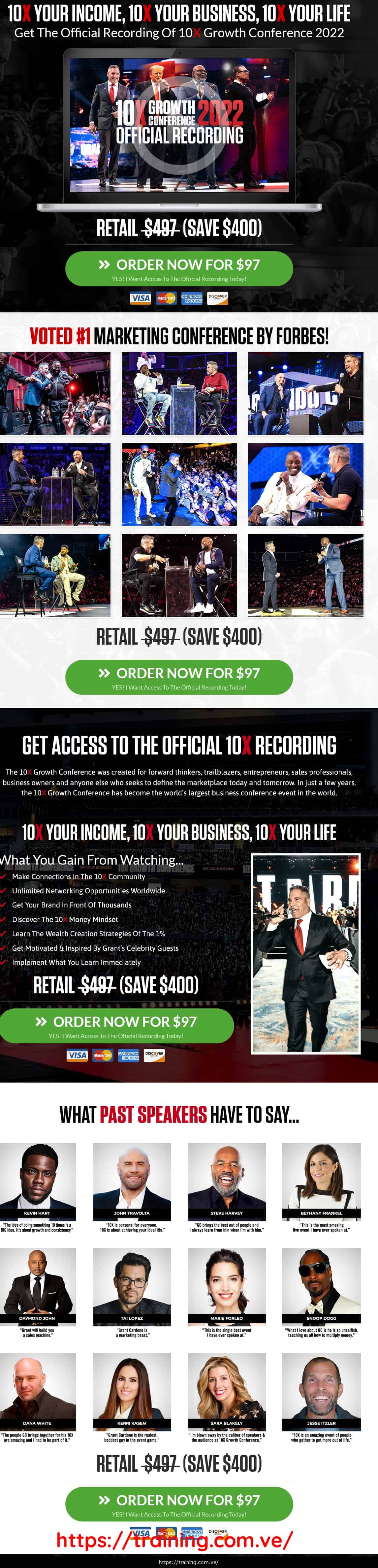 10X Growth Conference 2022 Bundle All years by Grant Cardone Sales Page
