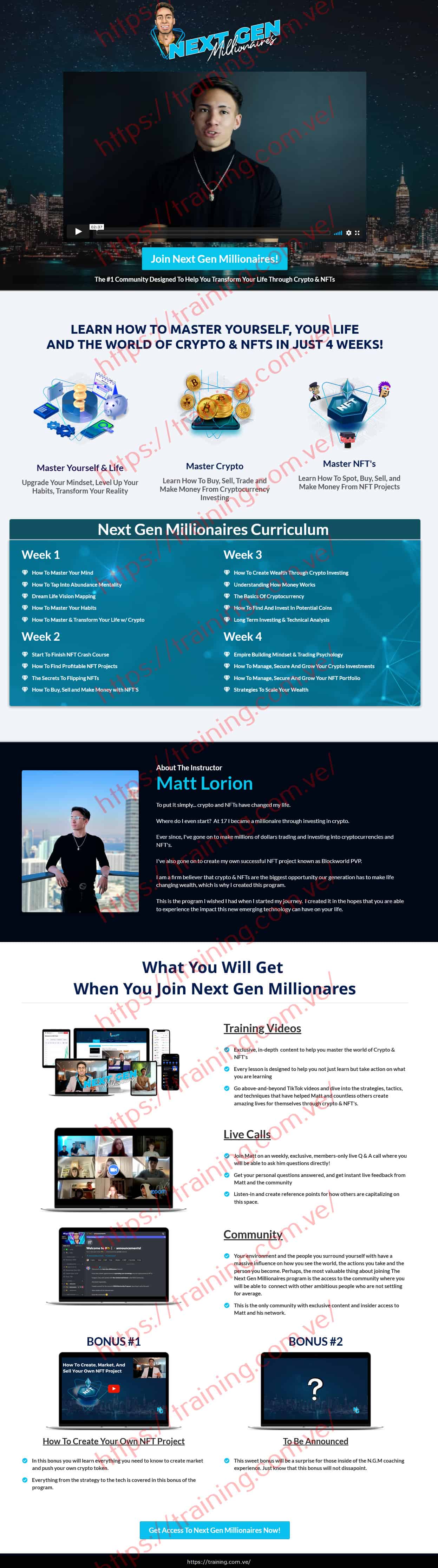 Next Gen Millionaires by Matt Lorion Sales Page