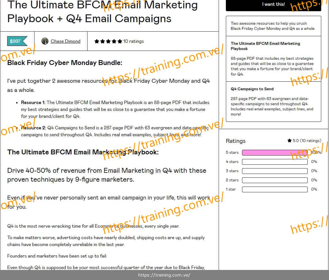 The Ultimate BFCM Email Marketing Playbook + Q4 Email Campaigns by Chase Dimond Coupon Discount Free